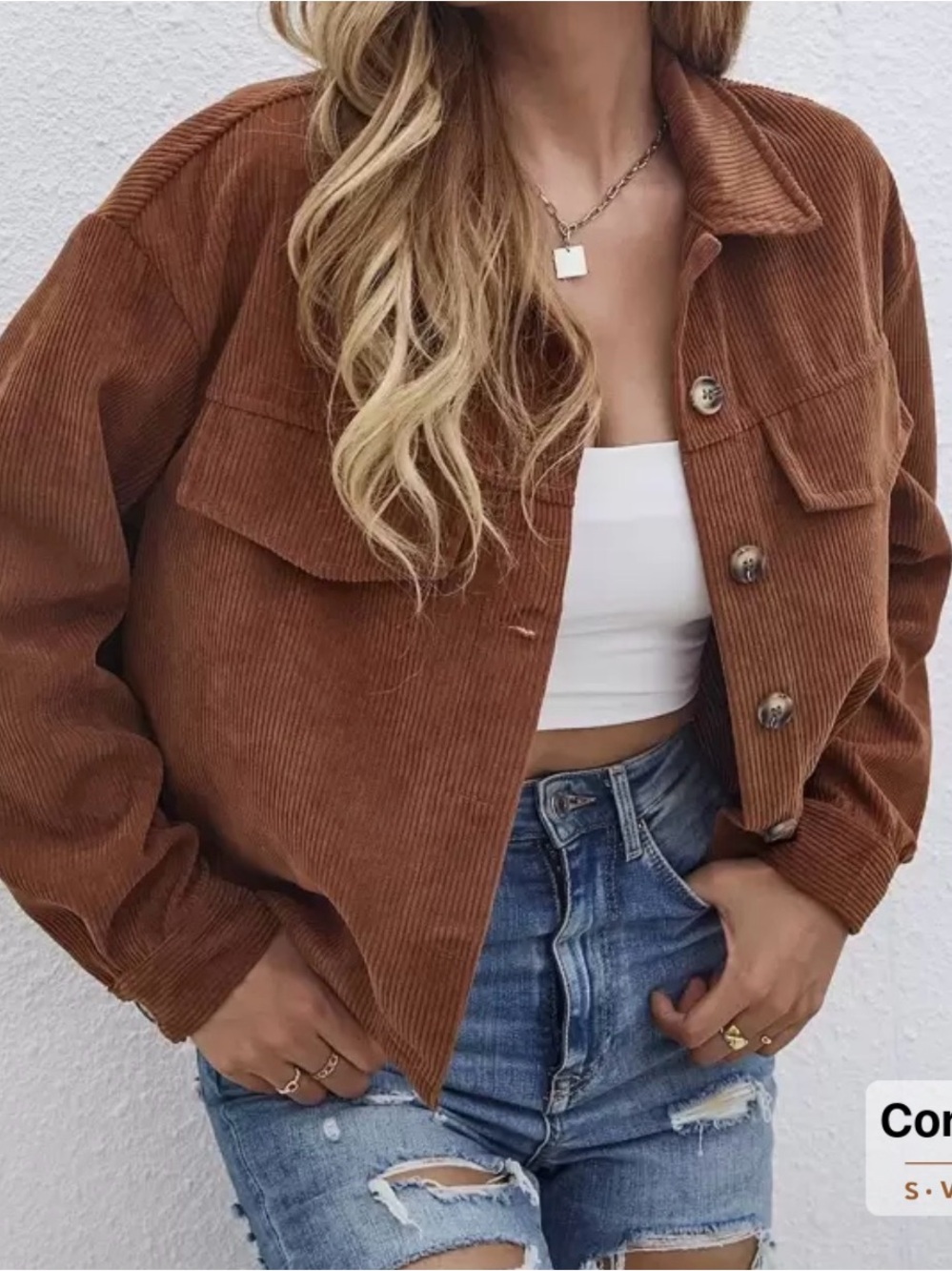Corduroy Button-Up Jacket in brown - Picture 2 of 5